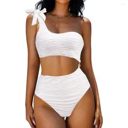 Women's Swimwear ASBAYSON One Shoulder Cut Out One-Piece Swimsuit For Women Sexy Slimming Backless 2024 Bathing Suit Beachwear