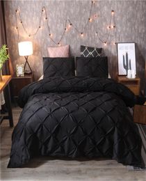 Luxury Black Duvet Cover Pinch Pleat Brief Bedding Set Queen King Size 3pcs Bed Linen set Comforter Cover Set With Pillowcase 369 3636636