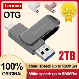 Adapter Lenovo Rotate USB Flash Drive For IPhone With 2 In 1 USB 3.0 To Lightning Interface Pendrive 2TB For Iphone11/12/13/14/15/ IPad