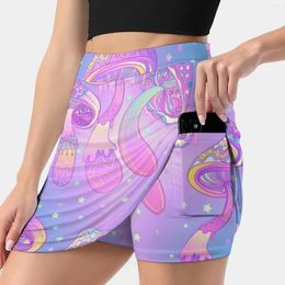 Skirts Magic Mushrooms Pattern Women's Skirt With Hide Pocket Tennis Golf Badminton Running Pastel Goth