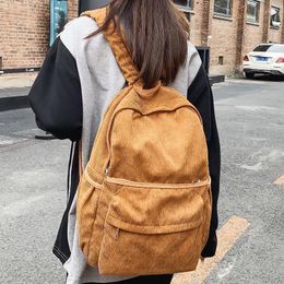 Backpack Fashion Ladies Male Corduroy Vintage College Girl Boy Travel Leisure Retro Book Bag Female Laptop Men Women School Bags