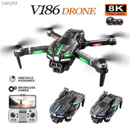 Drones New V186 Pro Drone 8K Professional Three HD Camera Aviation Photography Obstacle Avoidance FPV Brushless Motor Four rotor Drone WX