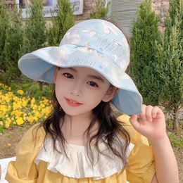 Czapki czapki w stylu koreański nowe dzieci urocze Rainbow Rabbit Protection Sun Girl Outdoor Air Top Hat wx