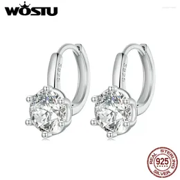 Hoop Earrings WOSTU Sparkling Weddding Jewellery Round Zircon Stud For Women Classical Drop Dangle Ear Buckles Party Pendientes