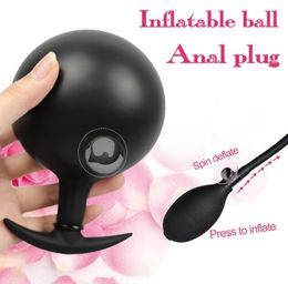 Builtin Steel Ball Inflatable Anal Plug Vibrating Ball Backyard Toys for Men and Women Masturbation Device Anus Dilator Adult Sup3435698