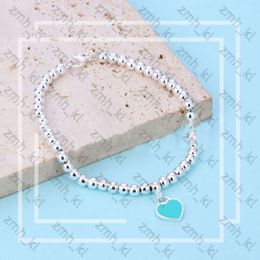 4Mm Beads Love Heart Charm Bracelet For Women Girls Lovely Luxury Tiffanyjewelry Designer Jewellery Bangle Blue Pink Red Pendant Bracelets 751