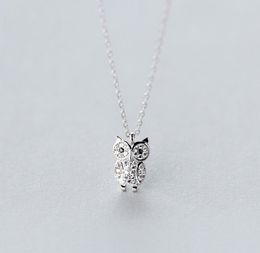 MloveAcc Authentic 100 925 Sterling Silver Animal Cute Owl Necklace Women Pendant Necklace Sterling Silver Jewellery Y2009185037951