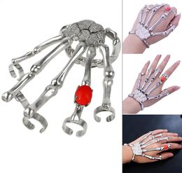 Punk Nightclub Finger Ring for Men Skeleton Skull Bone Hand Bracelets Bangles Christmas Halloween Gift w004414835307