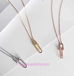 Luxury Tiifeniy Designer Pendant Halsband 925 Sterling Silver U-formad bambu länkkedja halsband krage kvinnor rosguld ljus mångsidigt mode enkelt