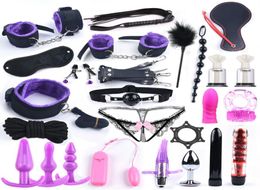 25 PCS Sex Toys For Women G Spot Dildo Vibratorn Butt Anal Plug Penis Cover Slave Games Hand s for Sex Whip Bdsm Bondage Set Y19128130927