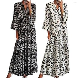 Party Dresses Casual Printed Long Dress Women Spring Summer Sleeve Pleated A-line Midi Fashion Retro Bohemian 2024 Robe