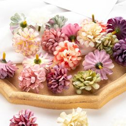 Decorative Flowers 20PC 4CM Artificial Scrapbook Multicolor Christmas Decorations For Home Wedding Party DIY Candy Box Cake Silk Hydrangea