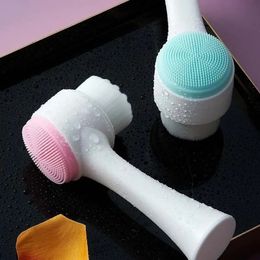 3D Bilateral Silicone Facial Cleanser Manual Massage Facial Brush Soft Bristles Silicone Double Sided Face Brush