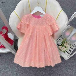 Brand girls skirt summer Princess dress Size 100-160 CM kids designer clothes Short sleeves with pleated petal design baby partydress 24April