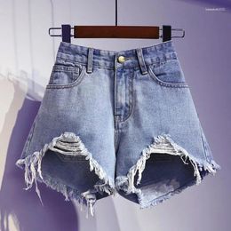 Women's Jeans Casual High Waist Denim Shorts Women Summer Pocket Tassel Hole Ripped Short Female Pants Woman Femme