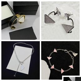 Bracelet, Earrings & Necklace New Fashion Top Look -Selling Esigner Pendant Necklaces Bracelet Jewellery Gifts For Women Anniversary Bi Dhx4P