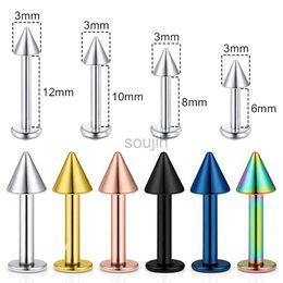 Body Arts 1PCS Stainless Steel Spike Labret Stud Nose Lip Helix Bar Stud Taper Tongue Piercing Ear Tragus Cartilage Earring Body Jewelry d240503