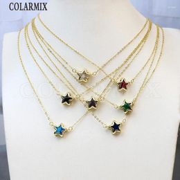 Chains 10 Pieces Crystal Star Charms Pendant Necklace Gold Plated Tiny Cute Zirconia Women Gift 52915