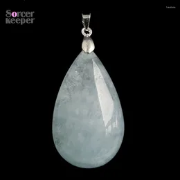 Pendant Necklaces Real Natural Unoptimized Aquamarine Gems Stone Water Drop Necklace For Jewellery Making Beads Can Bring Luck In Love BK103