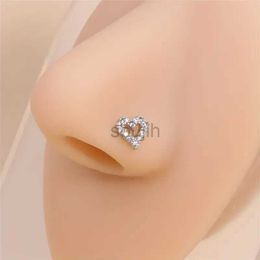 Body Arts 1pc Simple Mini Love Heart L-Shaped Nose Stud Nail Ring Simple Zinc Alloy Nose Piercing Jewellery d240503