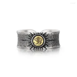 Cluster Rings Fashion Two Tone Eye Of Horus God Demon Adjustable Ring For Men Women's Engagement Wedding Finger Jewelry