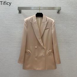 Women's Suits TIFICY Fashion Blazer Suit Acetate Fabric Fashionable Loose Lapel Long Sleeve Celebrity Style Solid Colour Jacket
