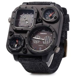 SHIWEIBAO J1169 Watches Men Big Dial Dual-Movement Sport Quartz Watch Men Military Compass Canvas Wristwatches Relogio Masculino 2786