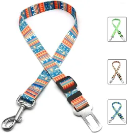 Dog Collars Seat Belt Adjustable Seatbelt For Car Nylon Fabric Pet Safety Printed Harness Dogs