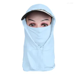 Berets Summer Sun Visor Mask Veil Nylon Full Face Neck Protector Riding A Long Sunshade Silk With Hat Windproof.