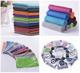 10 Colors Ice Cold Towel 3080cm Double layers Instant Magic Cooling Towels Summer Sunstroke Sports Fitness Quick Dry Towels ZZA236340594