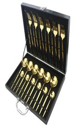 Gold Cutlery Set Luxury Dinnerware Set 304 Stainless Steel Dinner Set Fork Knife Spoon Tableware Party Silverware With Gift Box T24872593