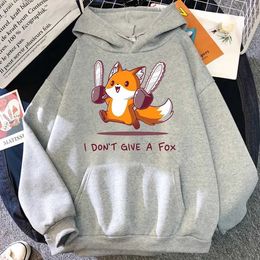 Men's Hoodies Sweatshirts Cute I Dont Give Cute Animals Kawaii Hoodie Loose Wool Zipper Hip Hop Hoodie Street Clothing Cartoon Womens Sweatshirt Q240506