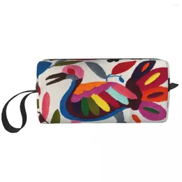 Storage Bags Mexican Otomi Embroidery Cosmetic Bag Women Large Capacity Traditional Floral Textile Makeup Case Beauty Toiletry