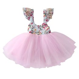 Girl's Dresses 0-5Y Toddler Kid Girls Princess Dress Floral Lace Tulle Wedding Birthday Party Tutu Dress Pageant Children Clothing Kid CostumesL2405