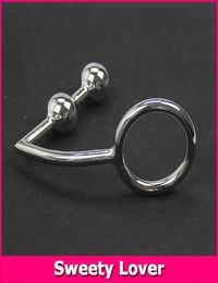 Big Anal Cock Ring Stainless Steel Metal Beads Butt Plug Anal Hook With Balls And Penis Ring Male Device Sex Products SH1908021332511