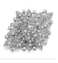 Vintage Silver Plated Clear Rhinestone Crystal Diamante Large Wedding Bouquet Flower Brooch Pin 11 Colors Available5991883