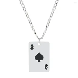 Chains Poker Card Ace Of Spades Pendant Chain Necklace For Men Women Jewelry Hip Hop Gifts Wholesale