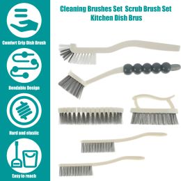 Brushes 6Pcs Home Cleaning Brushes Set Multifunction Long Handle Brush Kitchen Dish Brush with Comfortable Grip Bendable Scrub Brush