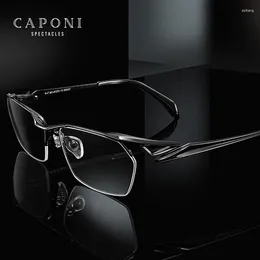 Sunglasses CAPONI Memory Titanium Men's Glasses Frame Fashion Business Eyeglasses Anti Blue Light UV400 Original Brand JF23603