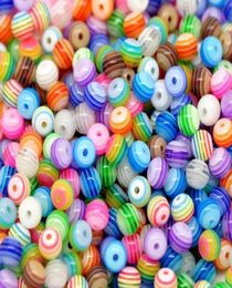 500pcslot 6mm8mm mix Colour Striped Round Resin Spacer Beads for Chunky Necklace Bracelet DIY3840782