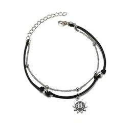 Anklets Vintage Multiple Layers Anklets for Women BLACK Sun Pendant Charms Rope Chain Beach Summer Foot Ankle Bracelet Jewelr