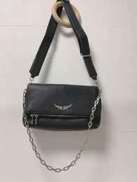 Large Shoulder Bag Chain Handbags Designer Woman Bag Wings Diamond-ironing Black Double Layer Bags Genuine Leather Crossbody Purse