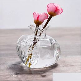 Vases Pomegranate Vase Glass Home Decor Fruit Room Creative Cachepot Decoration Flower Drop Delivery Garden Dh6Eo