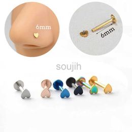 Body Arts 1PC Stainless Steel Heart Star Labret Lip Piercing Nose Studs Internal Thread Tragus Helix Cartilage Piercing Rook Lobe Earrings d240503