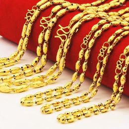 Chains Pure Lovers' Plated Real 999 Gold 18k Olive Beads Necklace Euro Coin Plating 24k False Hollow Ball Chain For Women's Gifts