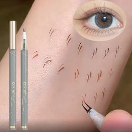 Eyeliner Double Forked Tip Lower eyelash Pen Makeup Liquid Eyeliner Pen Waterproof Natural Tea Brown Liquid Eye Brow Lower Lash Pencil