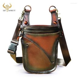 Waist Bags Unisex Top Quality Leather Travel Retro Small Messenger Shoulder Bag Design Belt Fanny Pack Drop Leg 9326