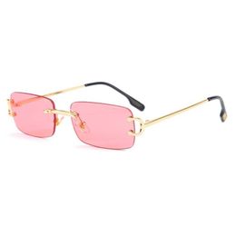 Sunglasses Men Luxury Designer Sunglasses Outdoor Fashion Women Vintage Frameless Square Small Rimless Eyewear Anti-Reflective Optical Galsses 2024