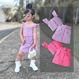 Clothing Sets Toddler Baby Girl Skirts Outfit Spring Summer Kids Clothes Sleeveless Knit Vest Top Pleated A 18 Month Girls Bundles