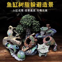 Decorations Antique Shell Wine Barrel and Fish Tank Decoration and Landscape Design Aquarium decor home decorative fish tank accessories